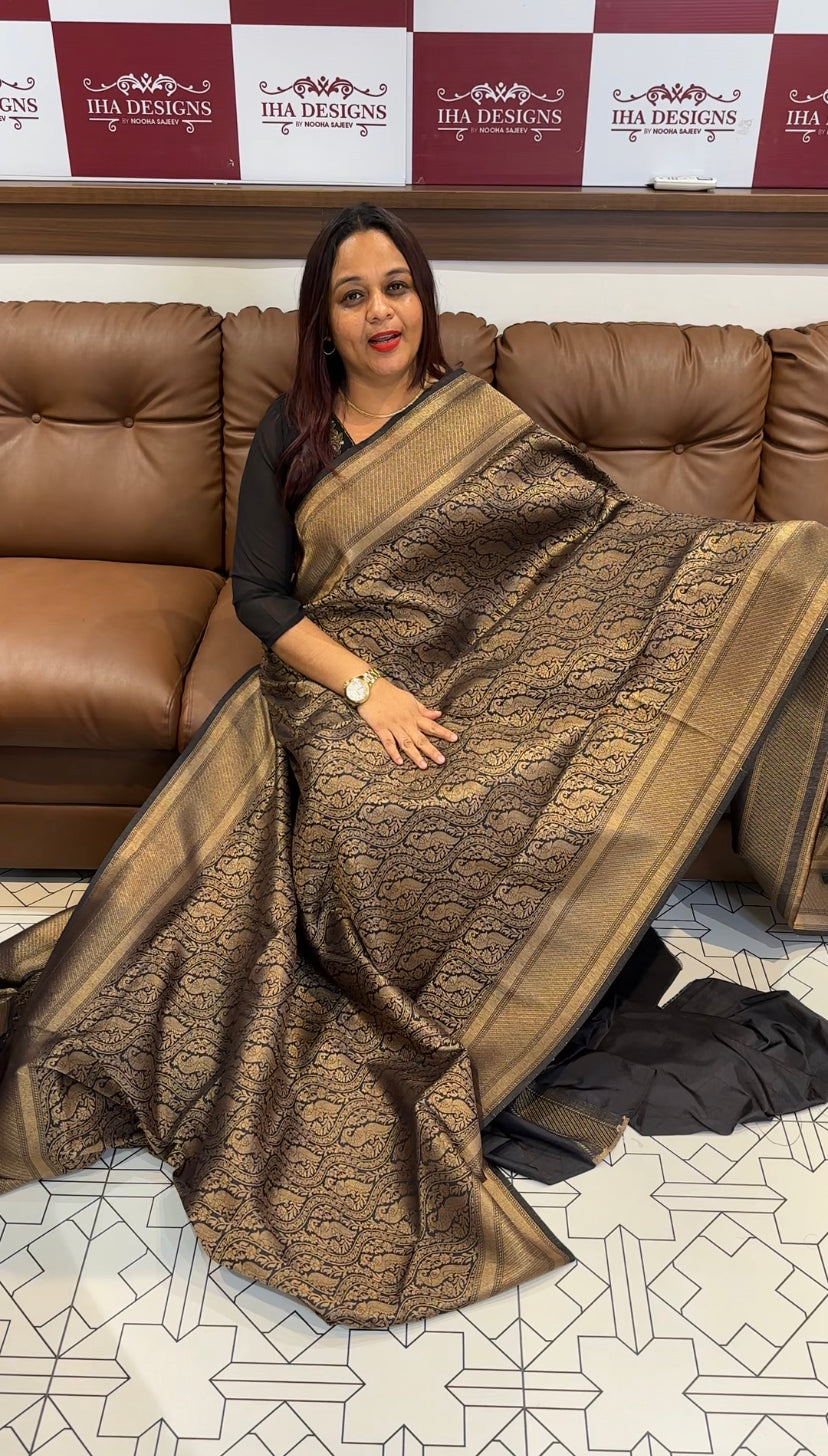 DESIGNER SEMI KATAN BANARASI SILK SAREE - IHA 8175
