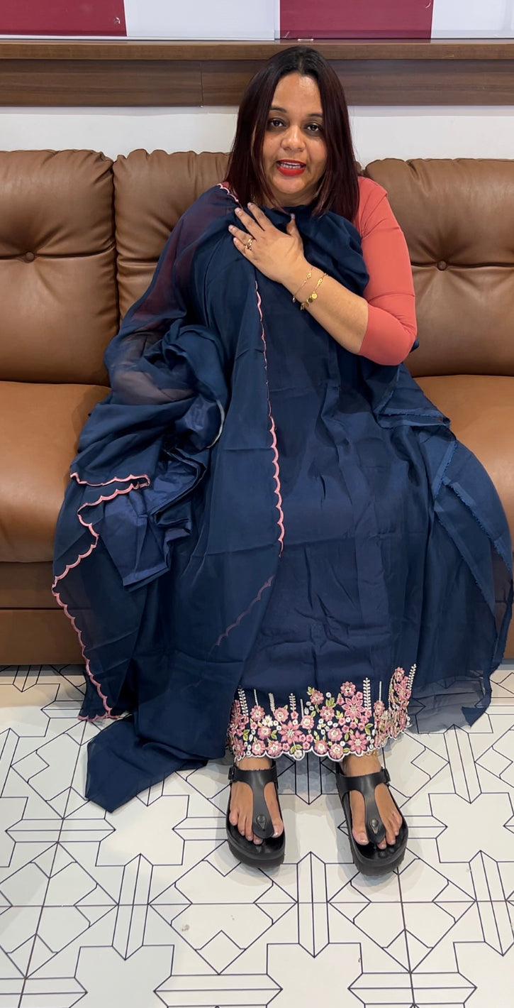 ORGANZA UNSTITCHED SALWAR SUITS - IHA 8036