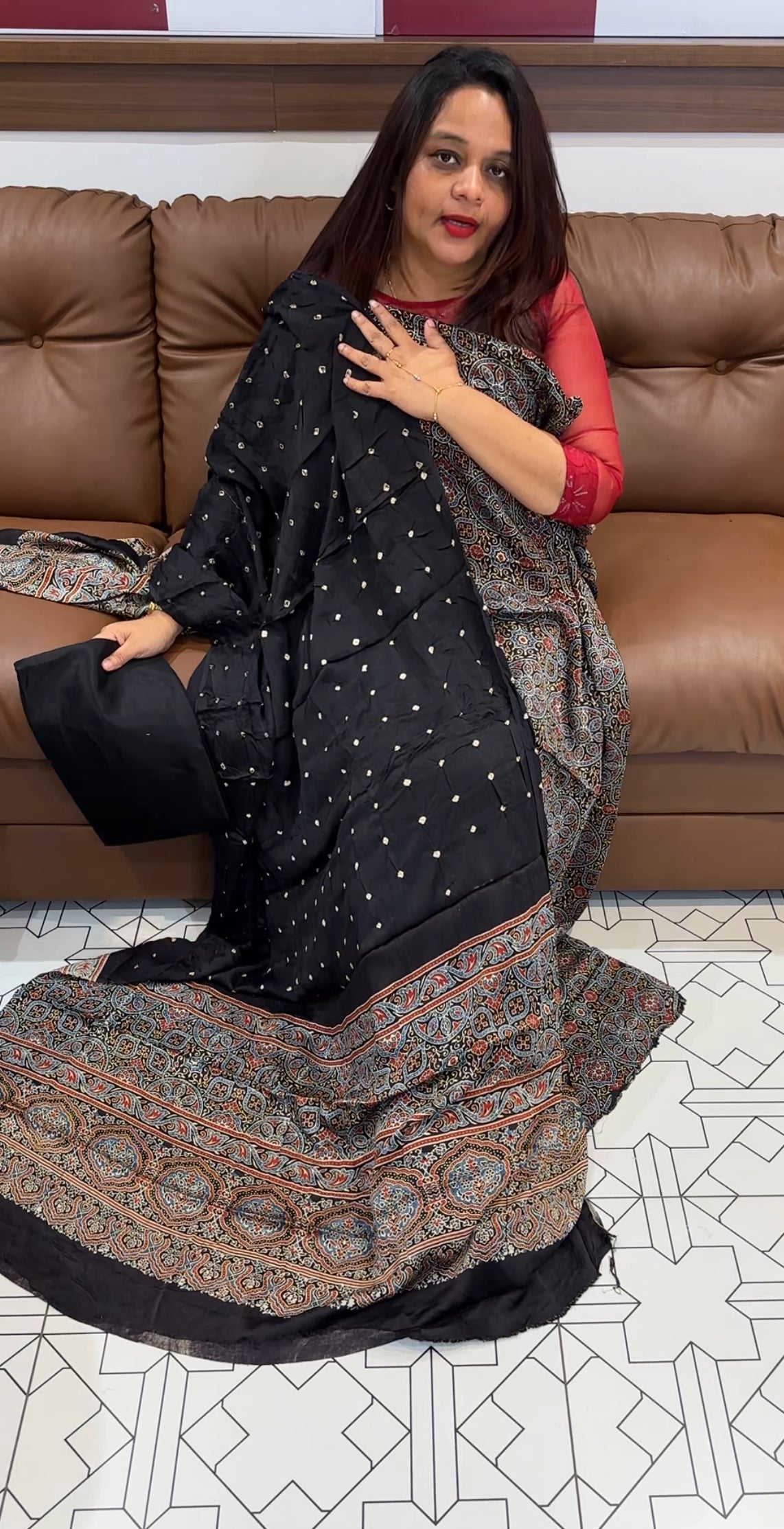 AJRAKH PRINTED UNSTITCHED SALWAR SUIT - IHA 9572