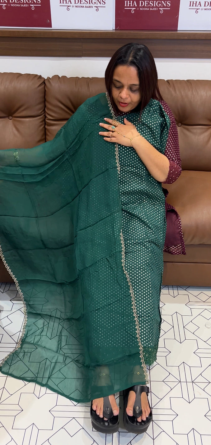 CRAPE SILK TOP ,BOTTOM AND DUPATTA - IHA 8630