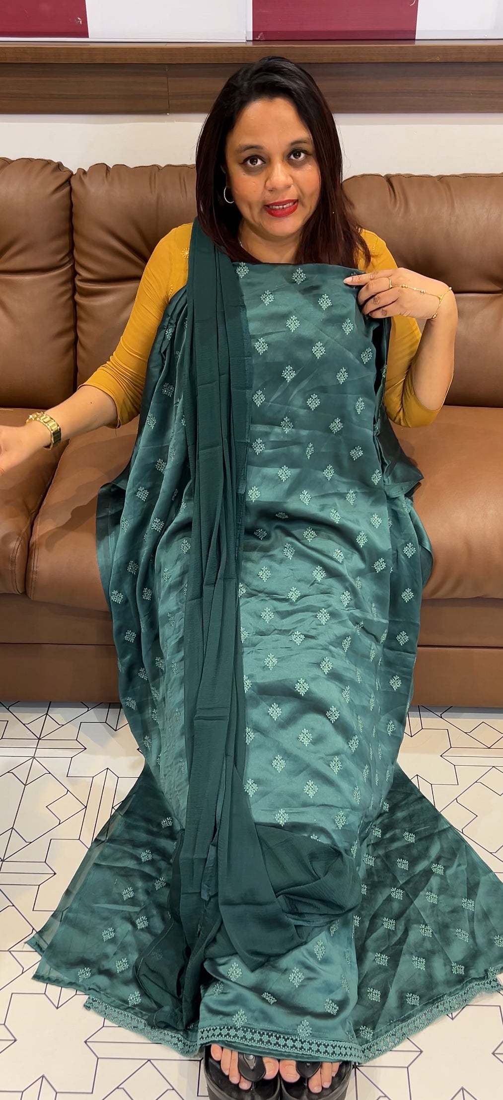 SILKY GEORGETTE UNSTITCHED SALWAR SUITS - IHA 9734