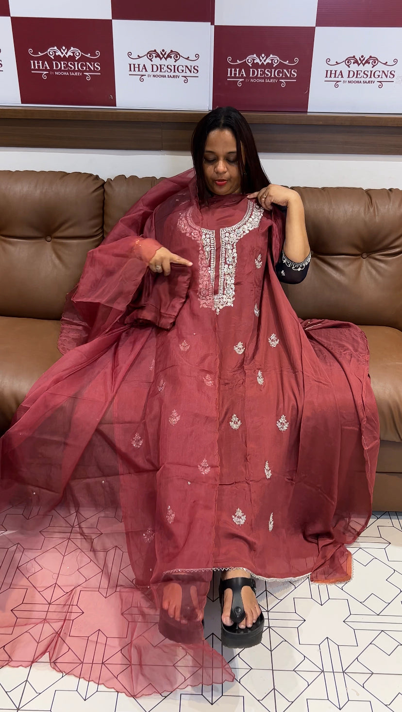 PLATINUM CHIFFON UNSTITCHED SALWAR SUITS - IHA 8232