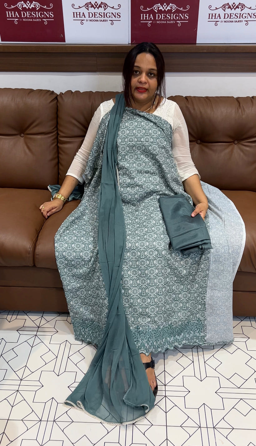 PRINTED UNSTITCHED SALWAR SUITS - IHA 8521