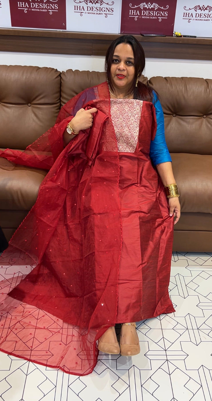 BUDGET BUY SILK UNSTITCHED SALWAR SUITS - IHA 8122