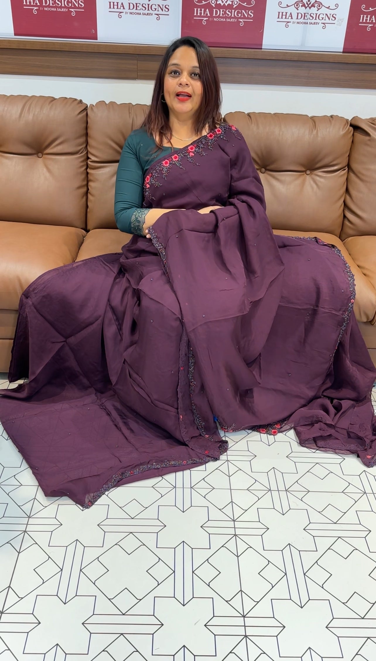 DESIGNER HAND WORKED SAREES - IHA 9722
