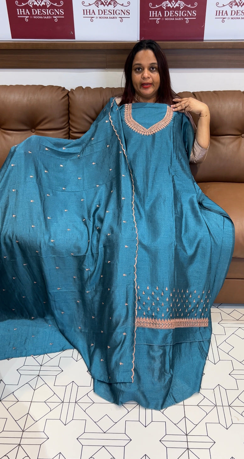 BUDGET BUY SEMI SILK UNSTITCHED SALWAR SUITS - IHA 8249