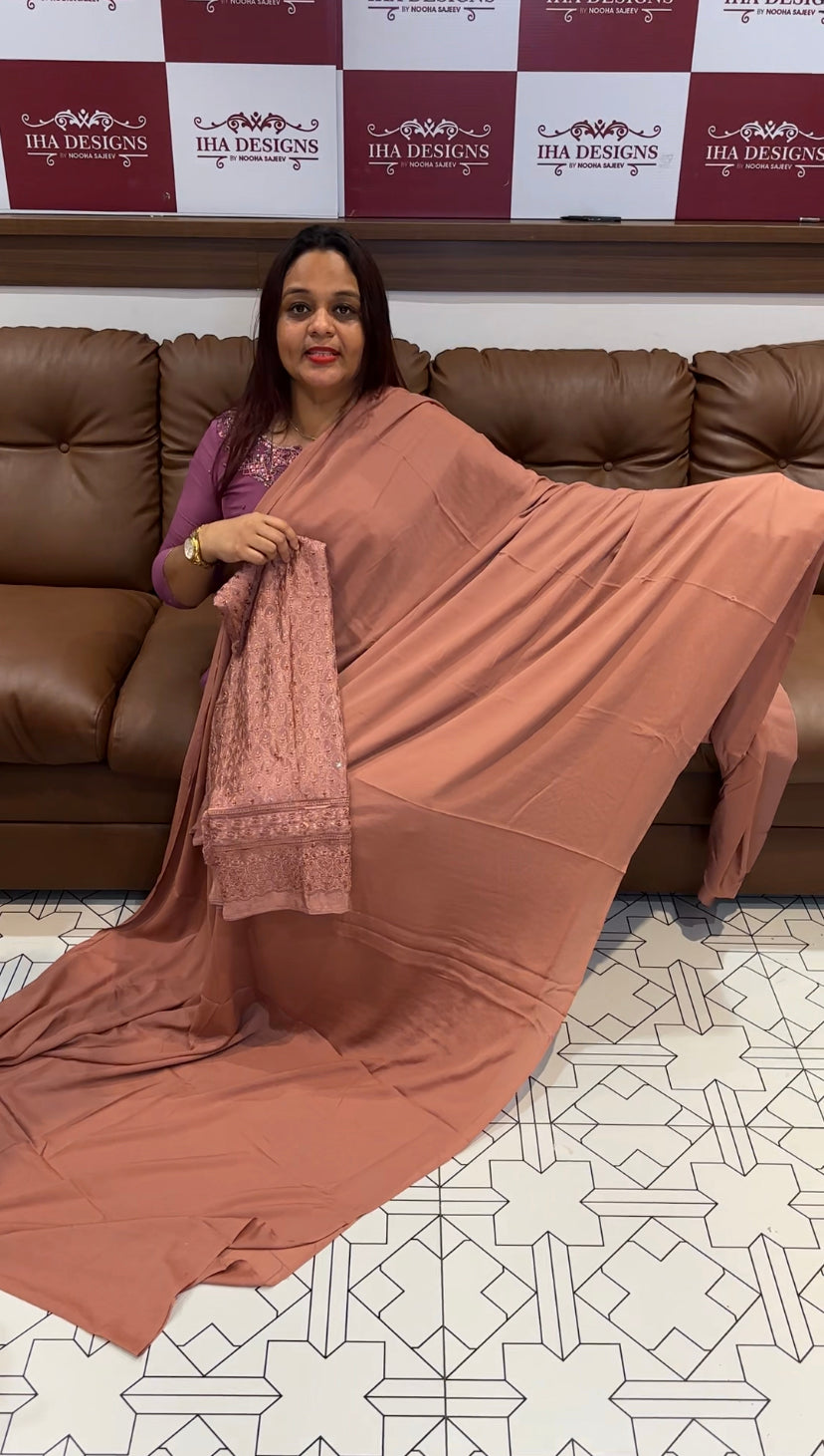 BUDGET BUY SEMI CRAPE SAREE - IHA 8146