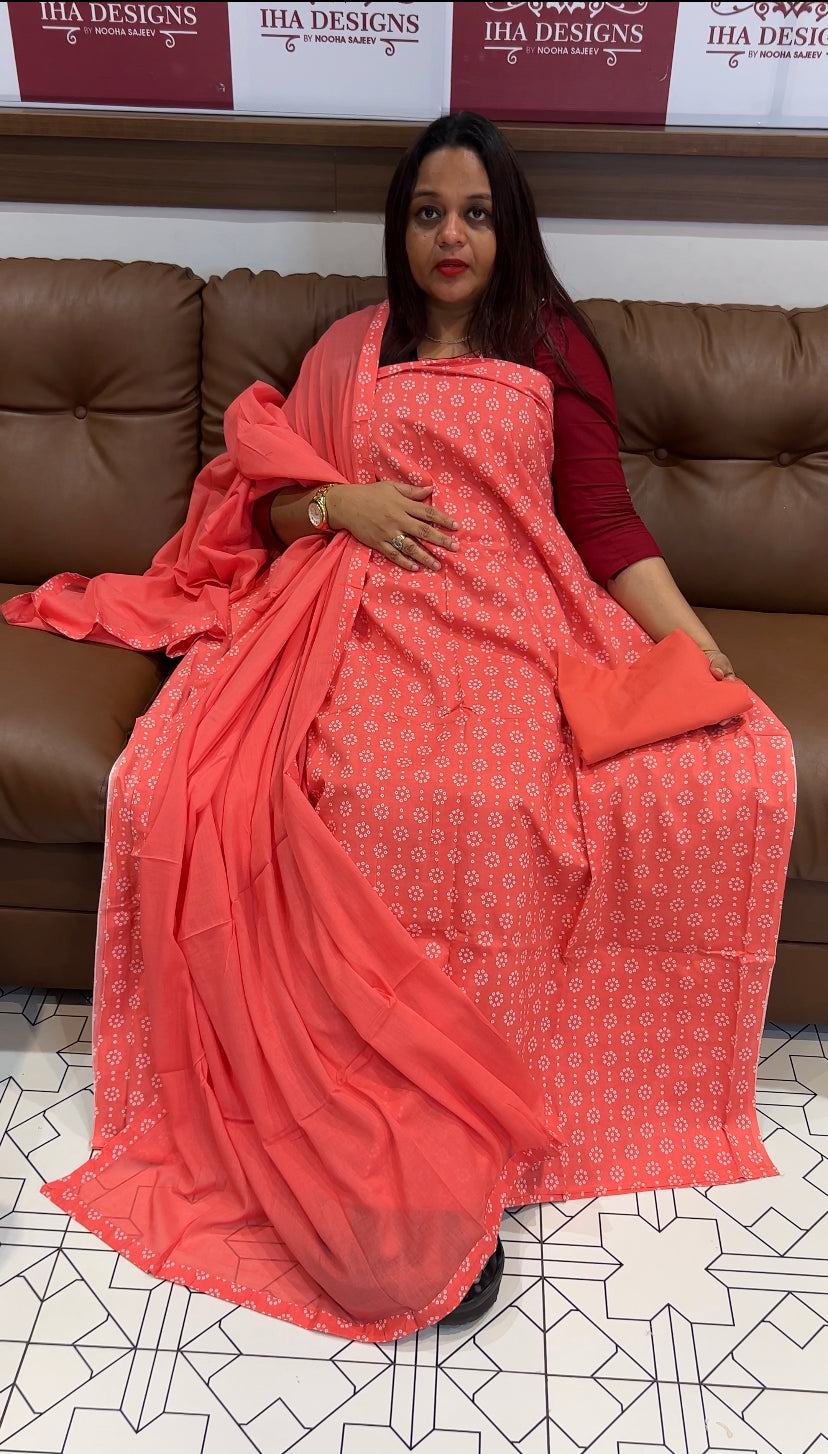 PRINTED COTTON UNSTITCHED SALWAR SUITS - IHA 8333