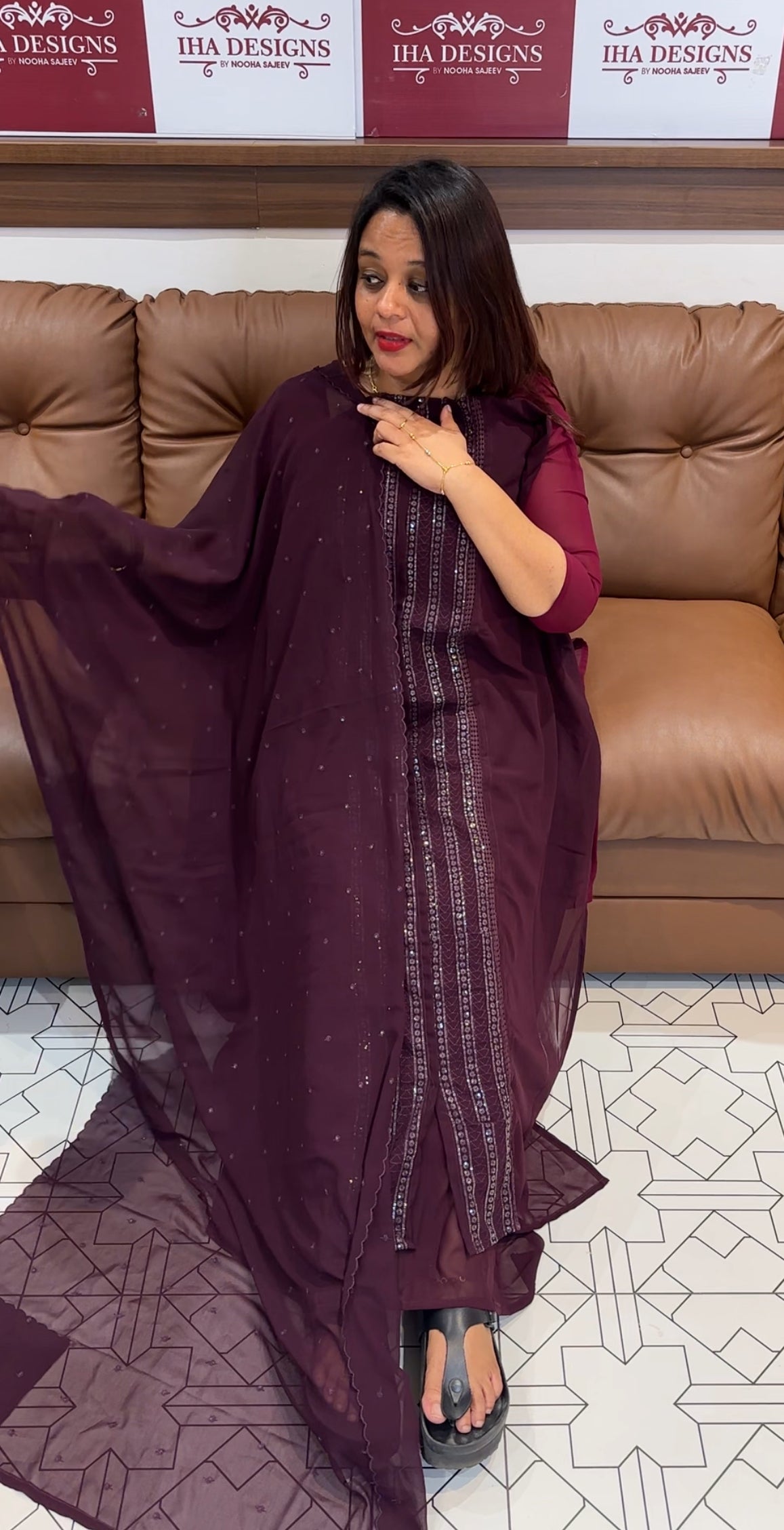 FAUX GEORGETTE UNSTITCHED SALWAR SUIT - IHA 9574