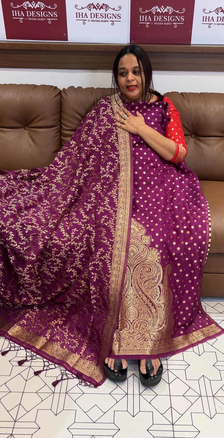 DESIGNER KATAN BANARASI UNSTITCHED SALWAR SUIT - IHA 8595