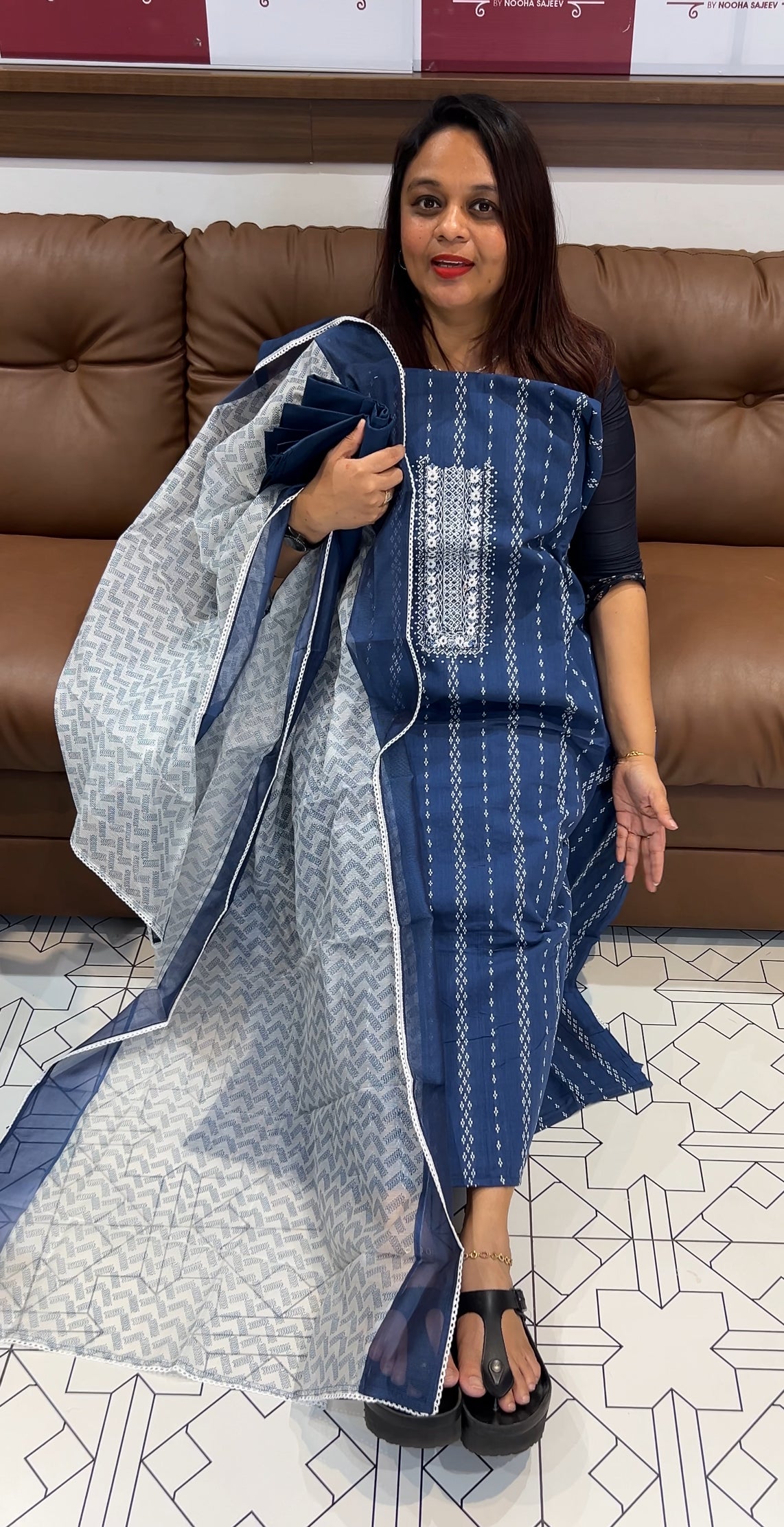 HANDLOOM COTTON UNSTITCHED SALWAR SUITS - IHA 9813