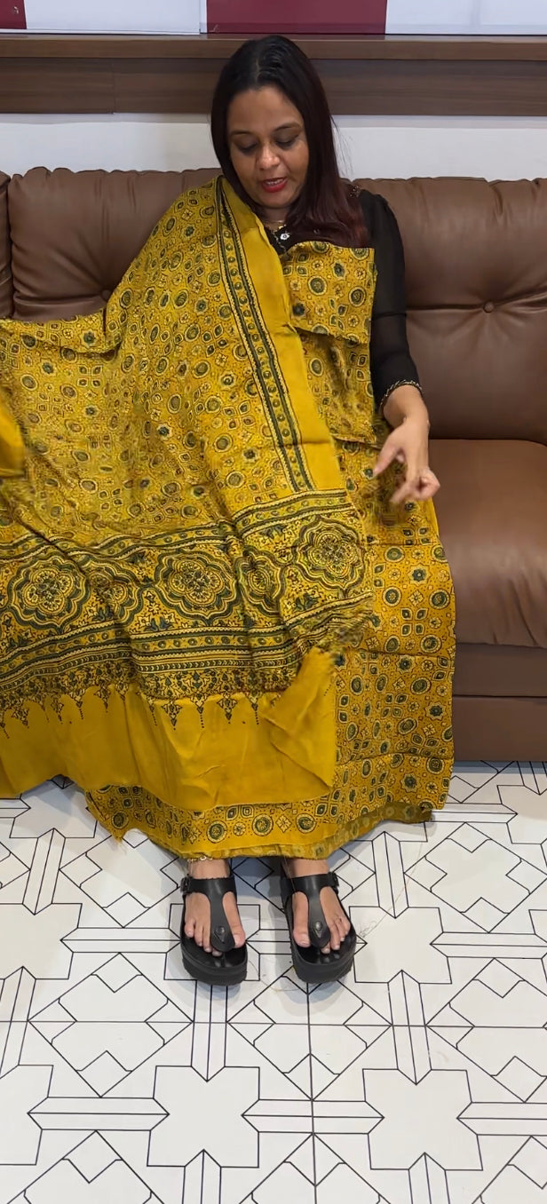 AJRAKH PRINTED MODAL UNSTITCHED SALWAR SUITS - IHA 8428