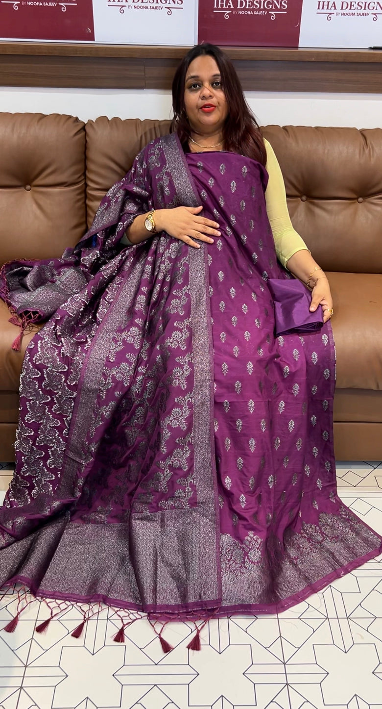 BANARASI UNSTITCHED SALWAR SUITS - IHA 8066