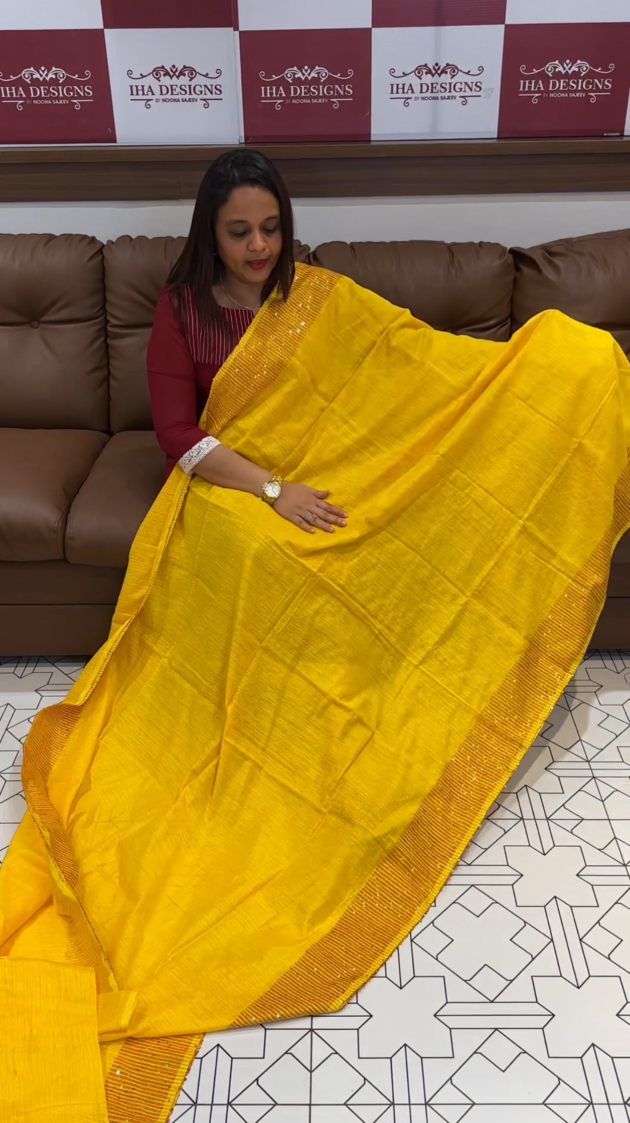 DESIGNER LINEN SILK SAREES - IHA 9773