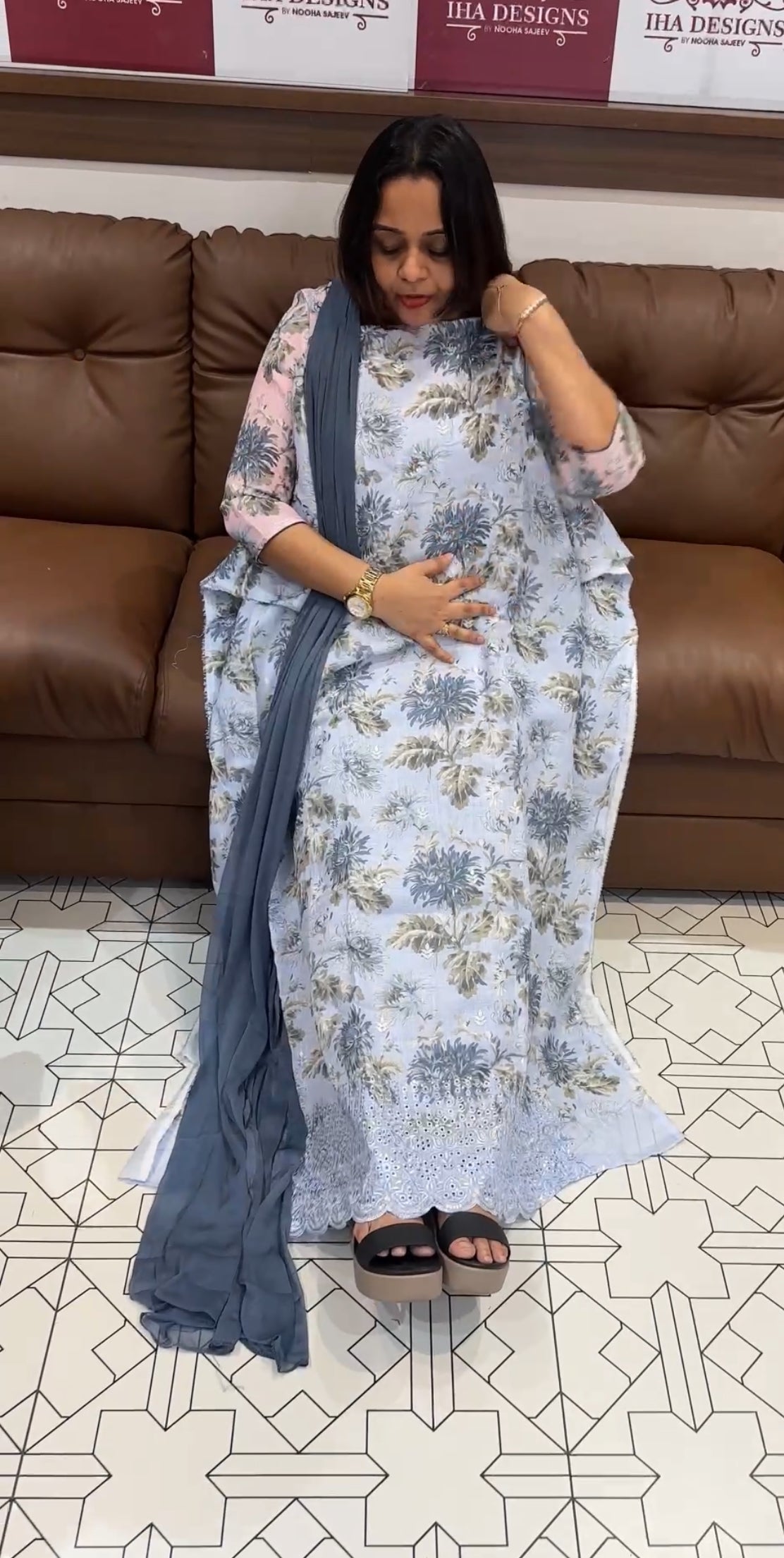 PRINTED UNSTITCHED SALWAR SUITS - IHA 22205