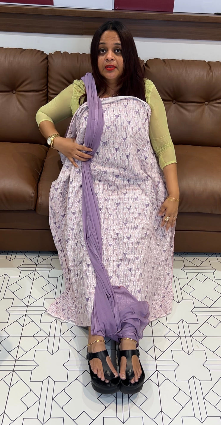 PRINTED COTTON UNSTITCHED SALWAR SUITS - IHA 8081
