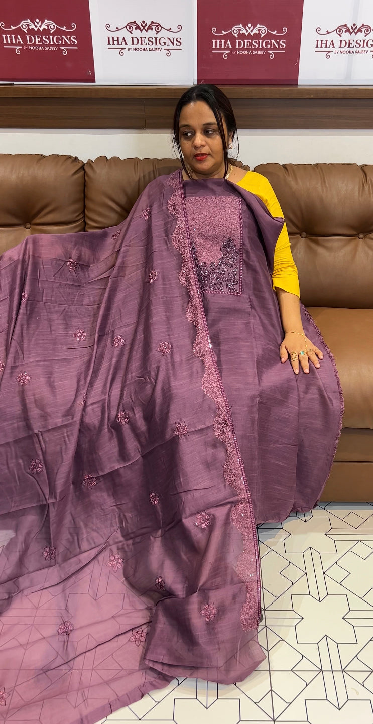 SEMI TUSSUR UNSTITCHED SALWAR SUIT - IHA 8593