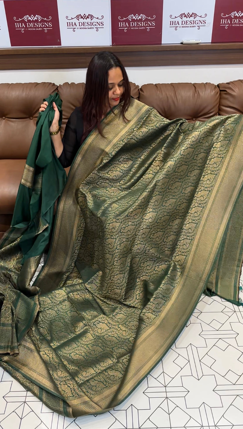 DESIGNER SEMI KATAN BANARASI SILK SAREE - IHA 8175