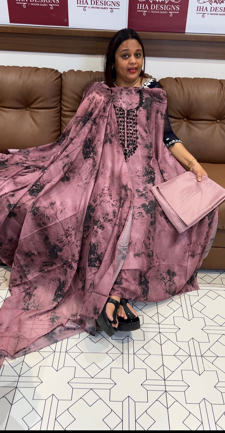 DIGITAL PRINTED ORGANZA UNSTITCHED SALWAR SUITS - IHA 8304
