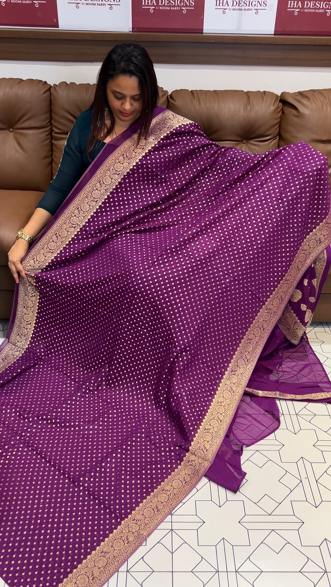 VISCOSE GEORGETTE BANARSI SILK SAREES - IHA 9756