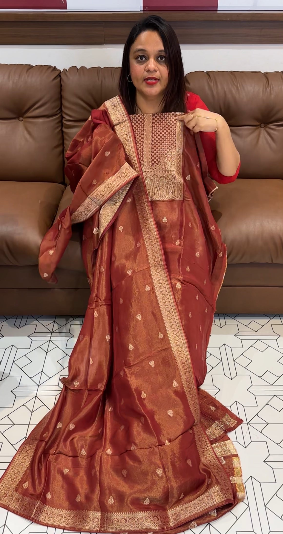TISSUE ORGANZA UNSTITCHED SALWAR SUIT - IHA 9631