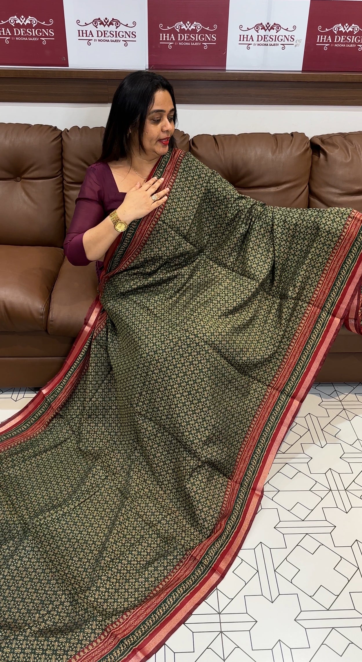 AJRAKH PRINTED SAREES - IHA 20593