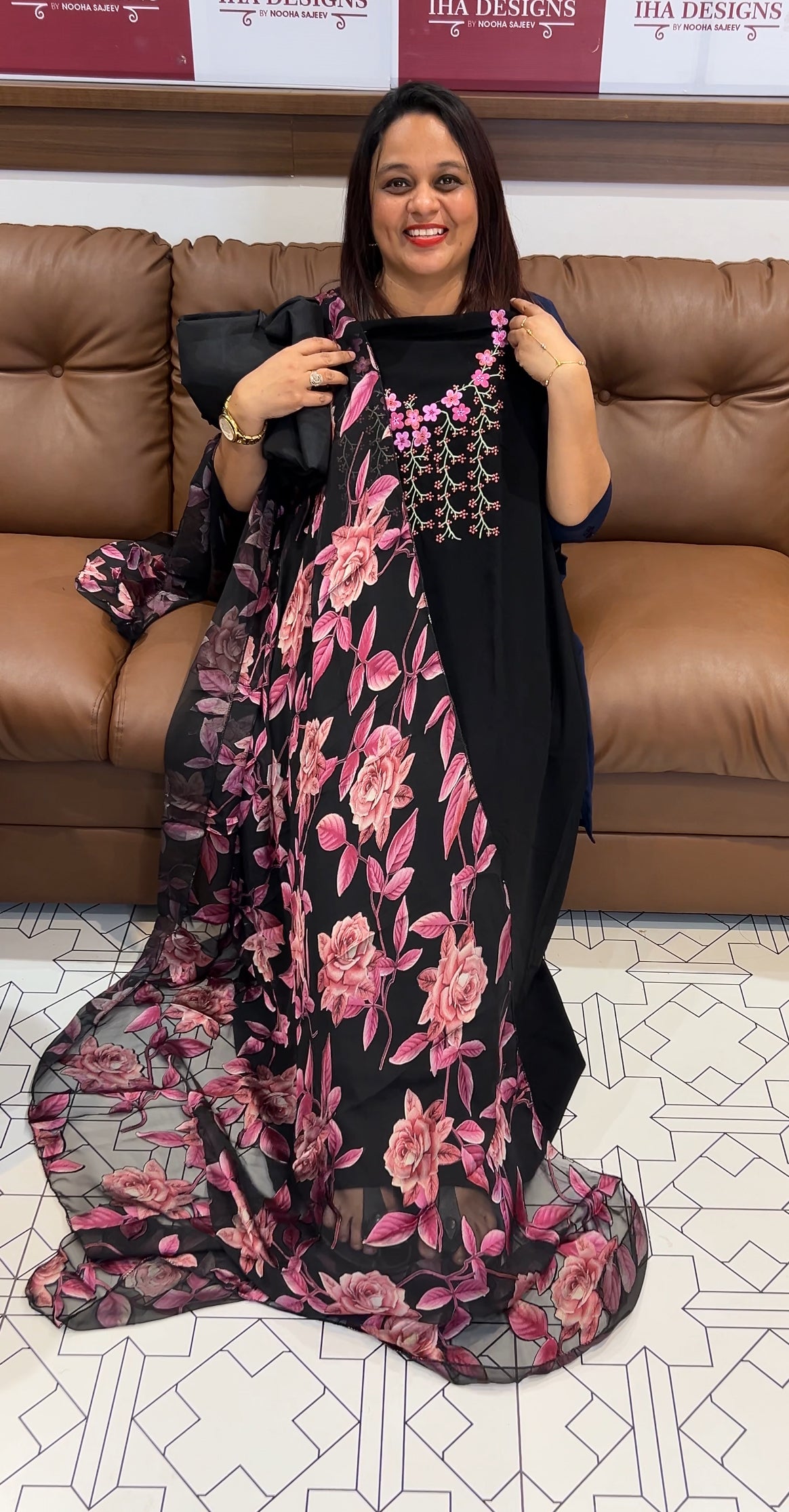 FAUX GEORGETTE UNSTITCHED SALWAR SUITS - IHA 9673