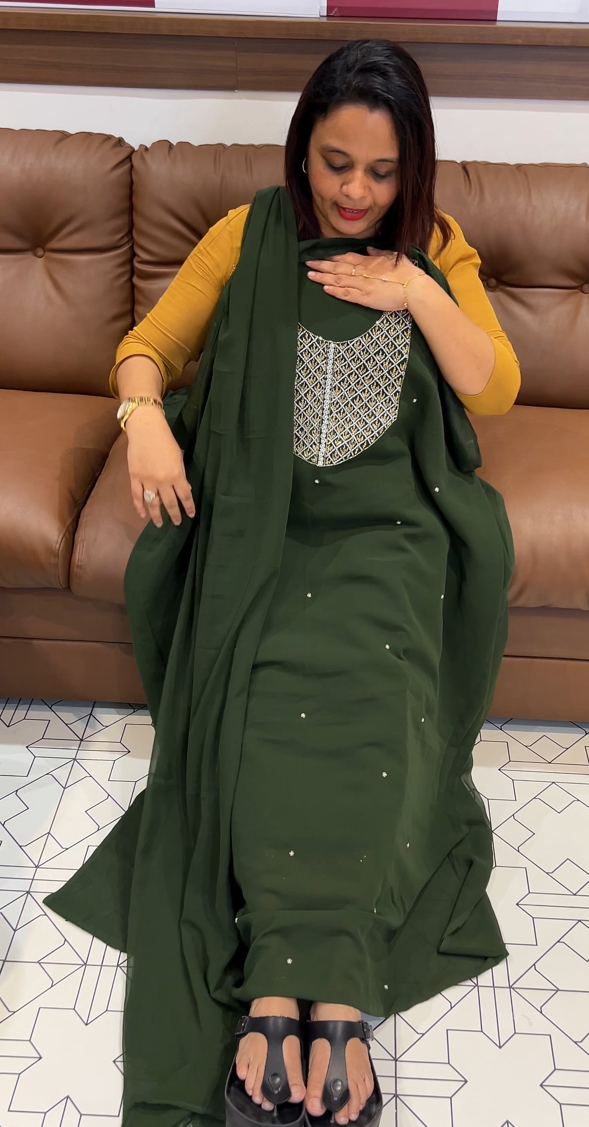 HAND WORKED UNSTITCHED SALWAR SUITS - IHA 9737