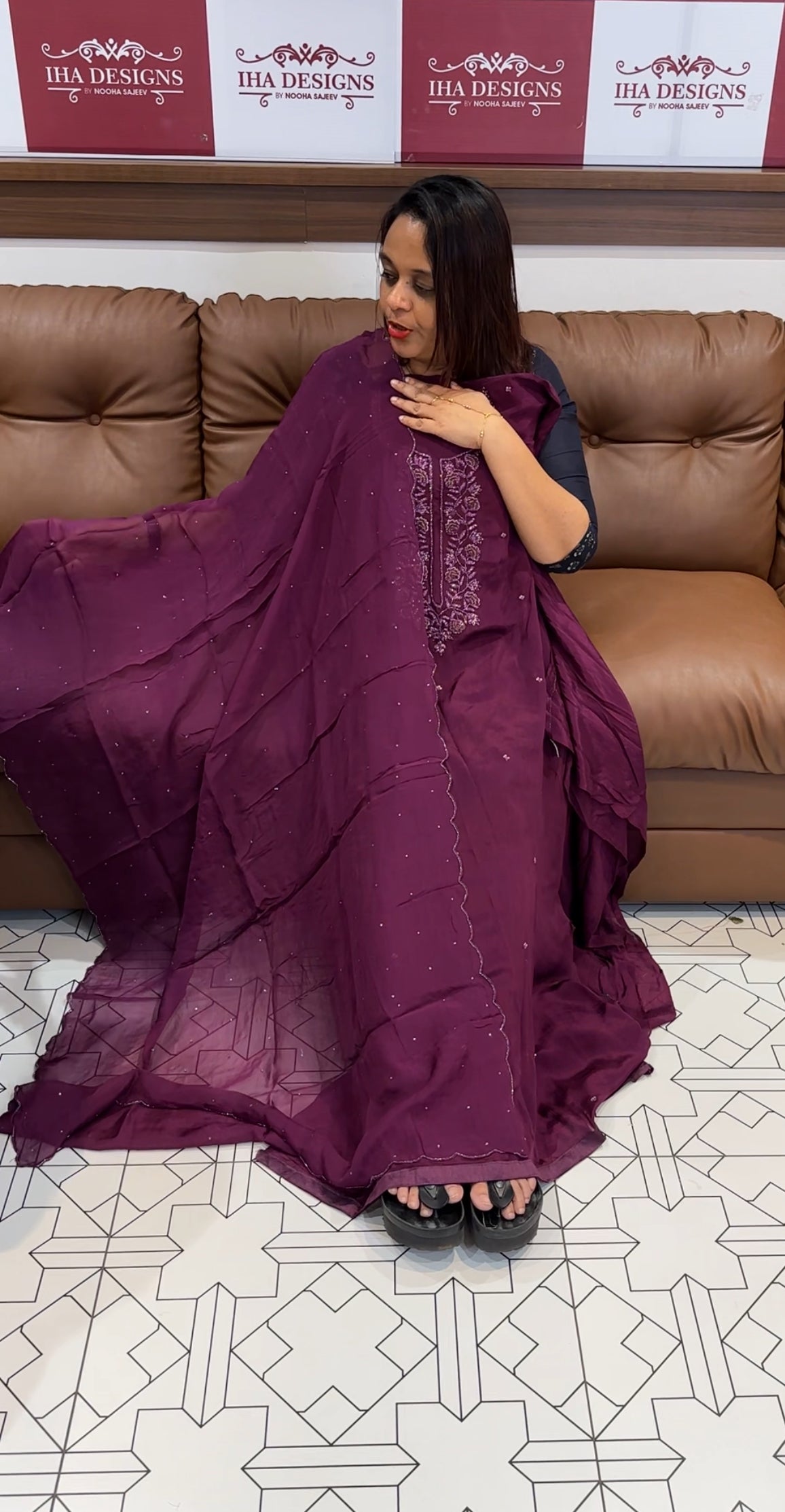 HAND WORKED UNSTITCHED SALWAR SUITS - IHA 9858