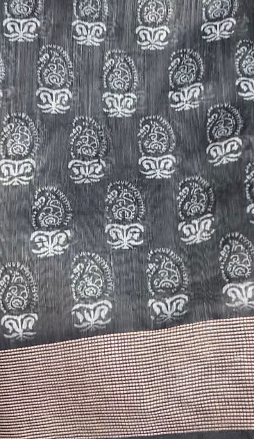 BUDGET BUY PRINTED SEMI LINEN SAREE - IHA 8169