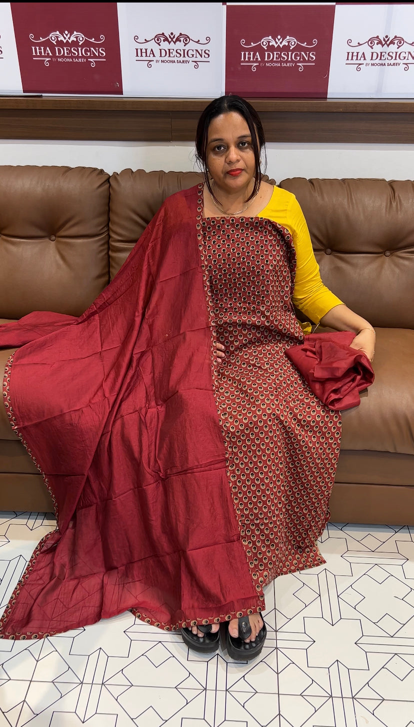 COTTON PRINTED UNSTITCHED SALWAR SUIT - IHA 8589