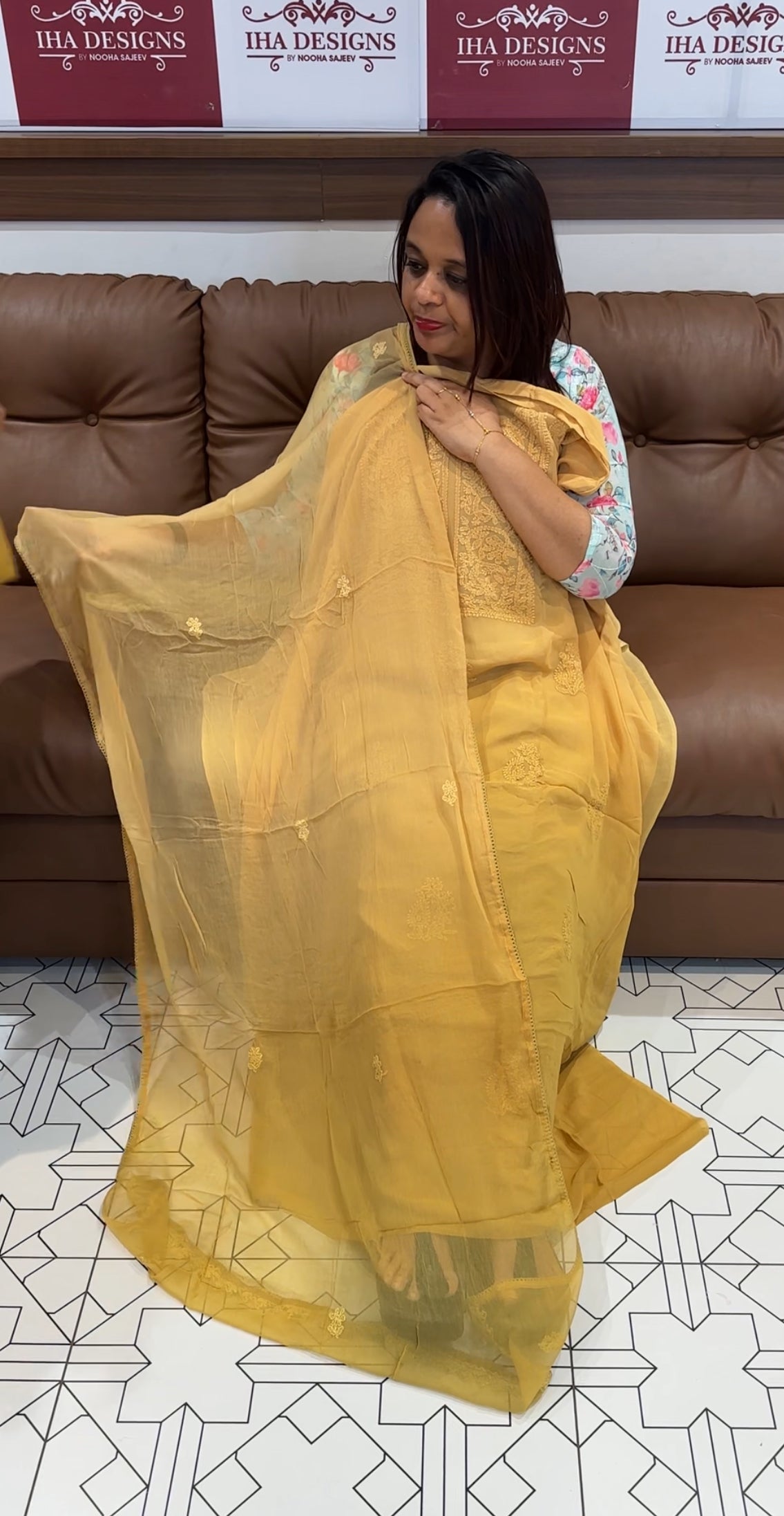 LUCKNOWI CHIKANKARI UNSTITCHED SALWAR SUITS - IHA 9846