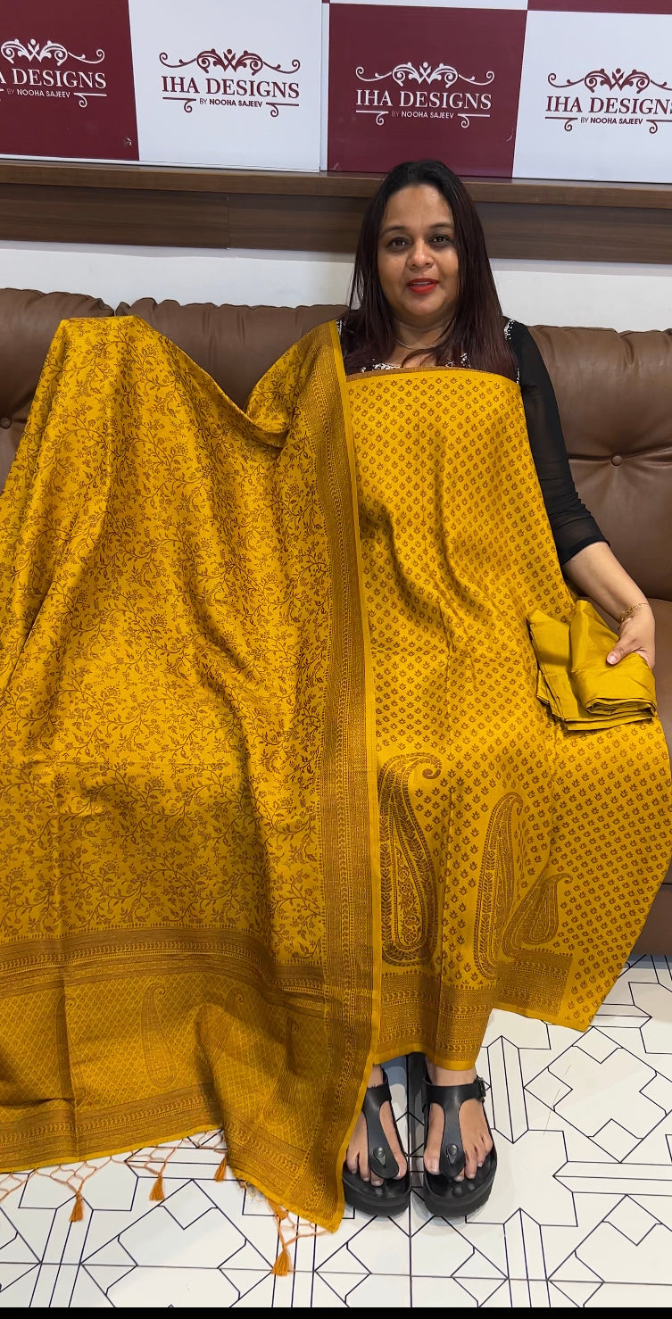 DESIGNER BANARASI KATAN UNSTITCHED SALWAR SUITS - IHA 8443