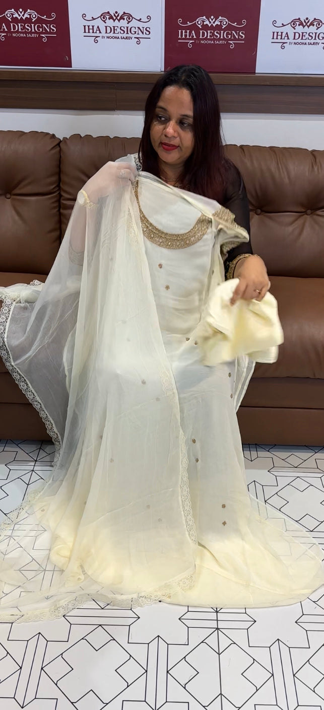 PARTY WEAR HAND WORKED UNSTITCHED SALWAR SUITS - IHA 8345
