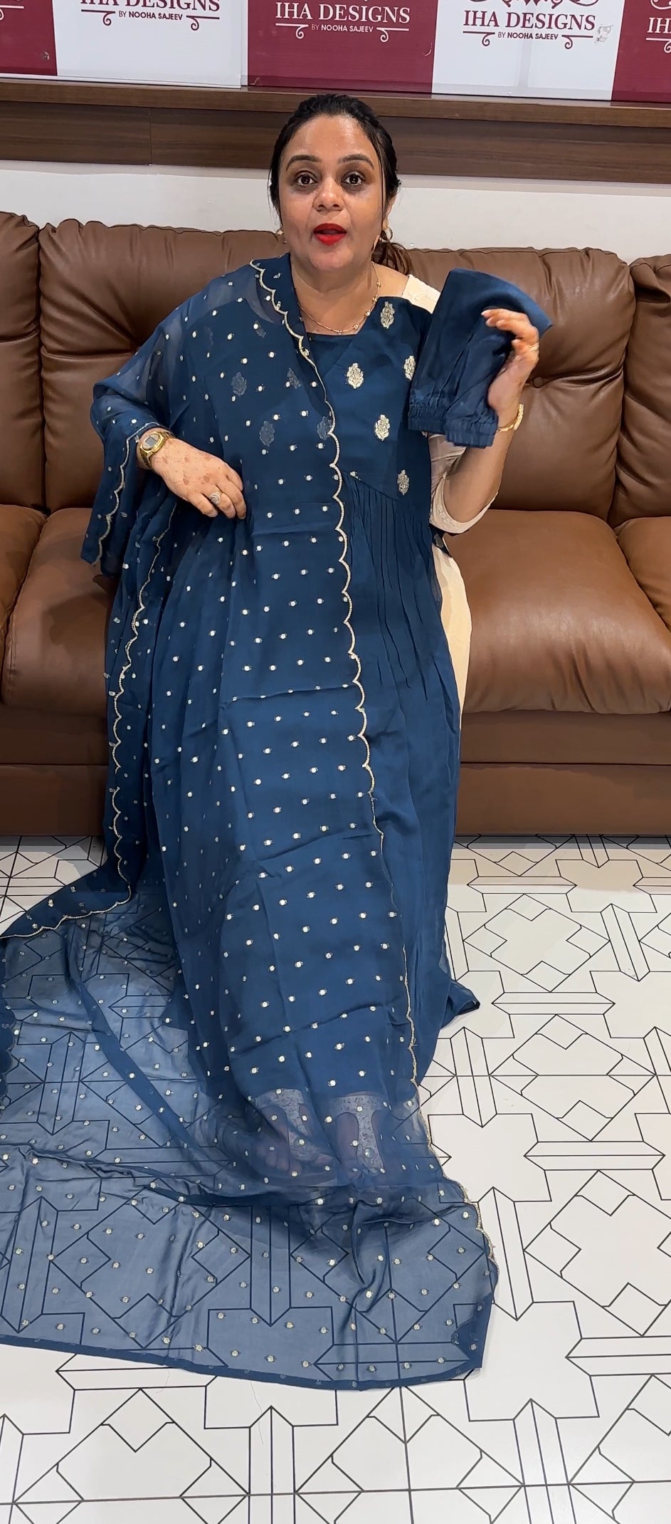VISCOSE GEORGETTE TOP,BOTTOM AND DUPATTA - IHA 21627