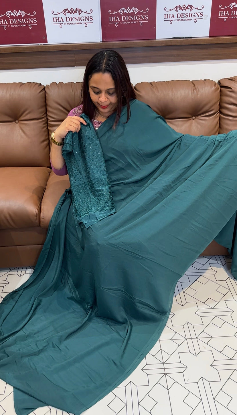 BUDGET BUY SEMI CRAPE SAREE - IHA 8145
