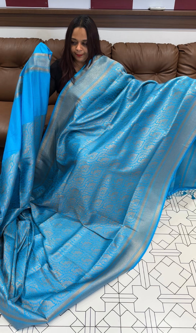 DESIGNER SEMI KATAN BANARASI SILK SAREE - IHA 8175