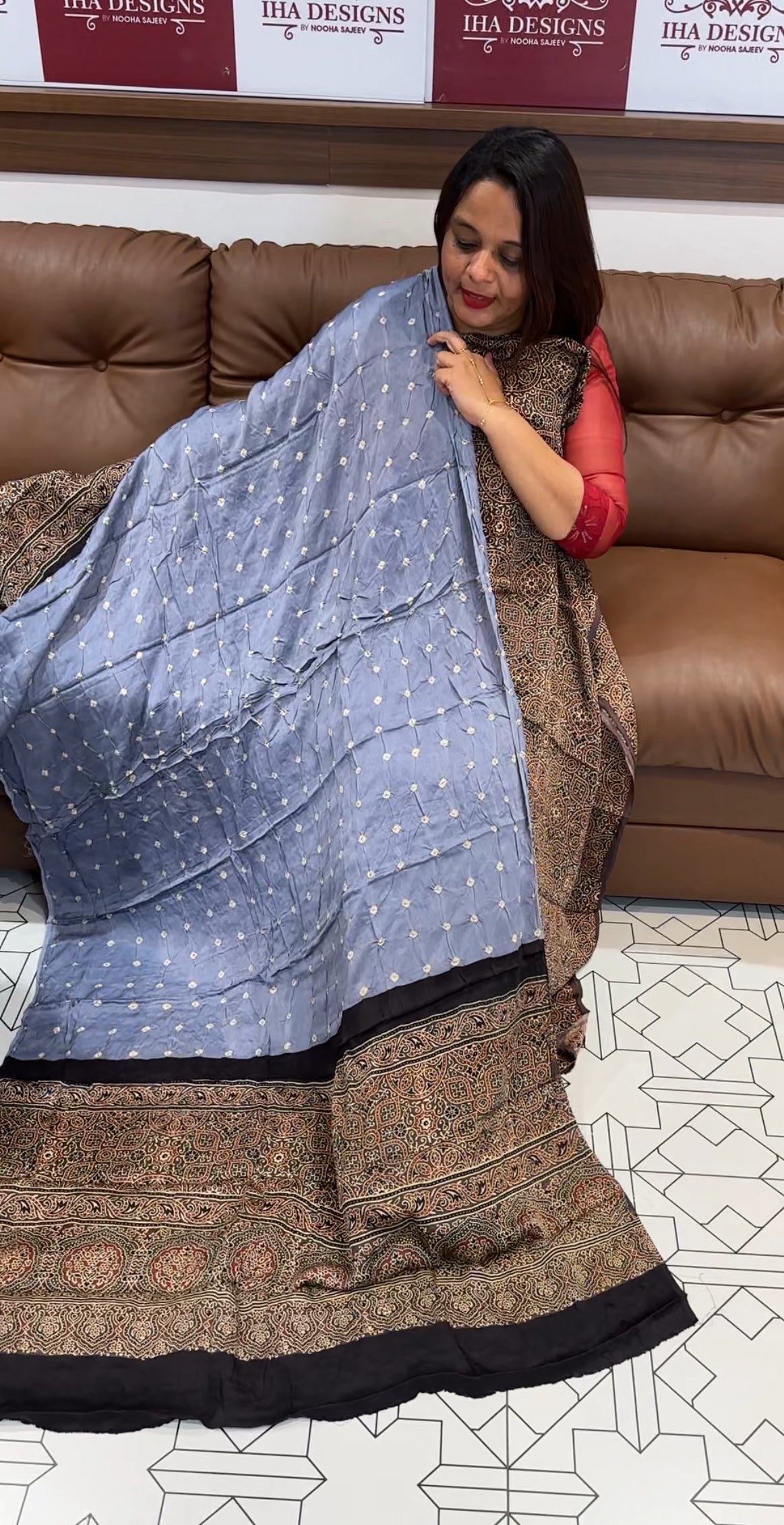 AJRAKH PRINTED UNSTITCHED SALWAR SUIT - IHA 9572