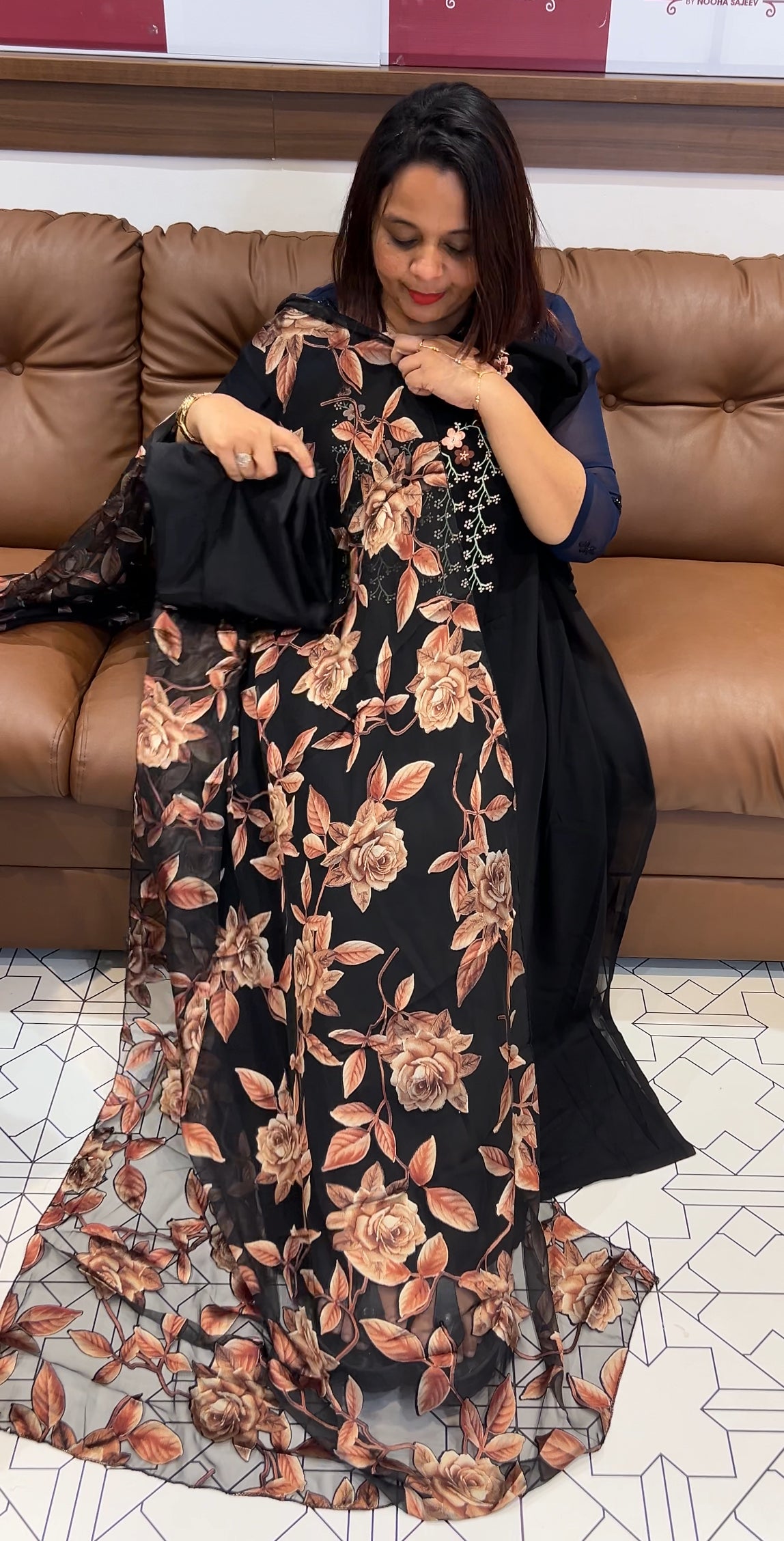 FAUX GEORGETTE UNSTITCHED SALWAR SUITS - IHA 9673