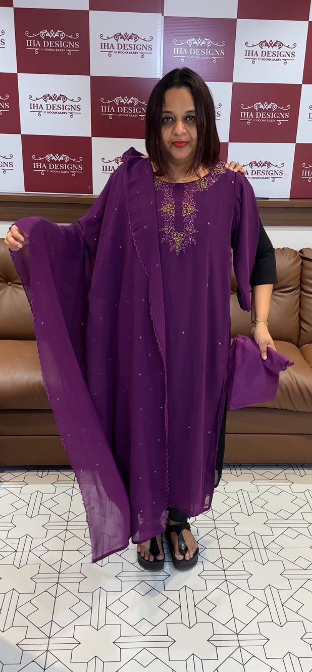 BUDGET BUY HAND WORKED TOP ,BOTTOM AND DUPATTA - IHA 8515