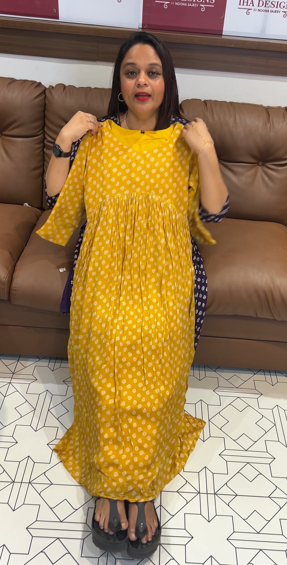 PRINTED PLATINUM CHIFFON ALIYA CUT TOPS - IHA 9708