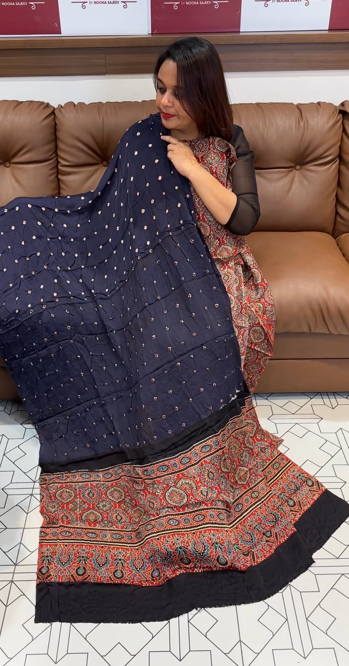 AJRAKH PRINTED UNSTITCHED SALWAR SUIT - IHA 9571