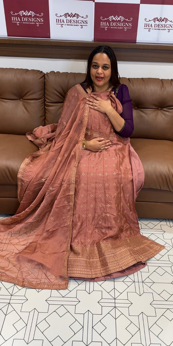 SEMI STITICHED TOP, SKIRT AND DUPATTA - IHA 8424