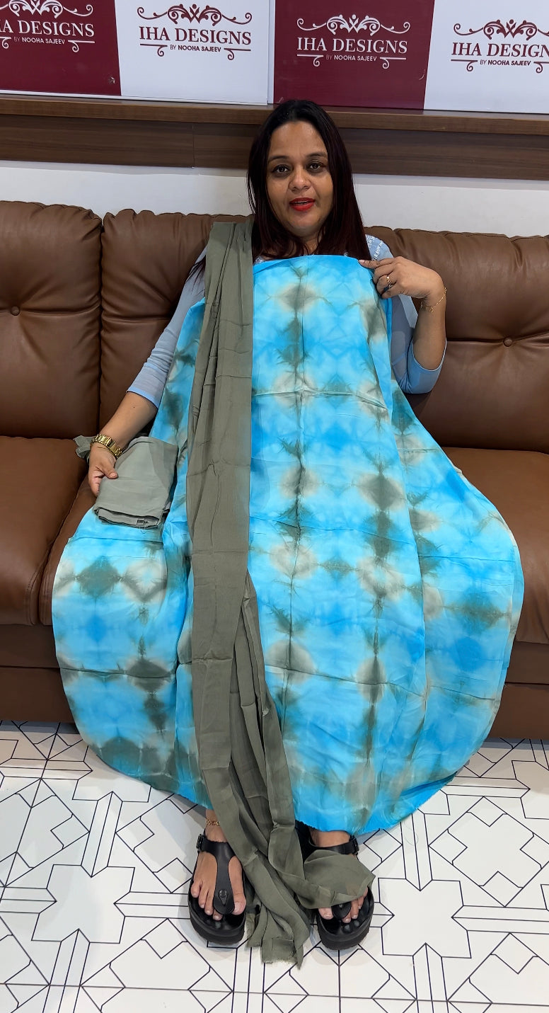 MARBALE DYEING COTTON UNSTITCHED SALWAR SUITS - IHA 8454