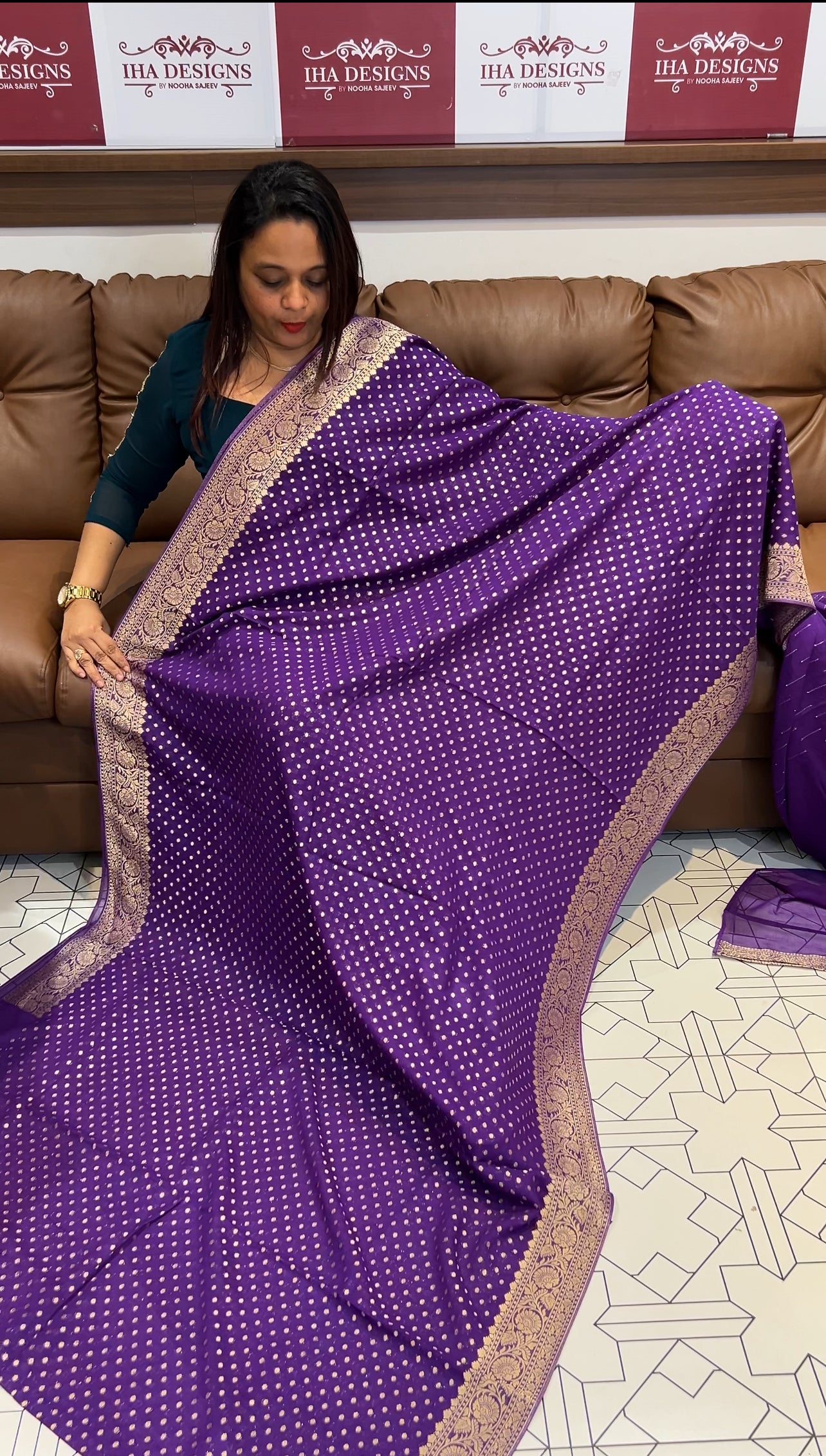 VISCOSE GEORGETTE BANARSI SILK SAREES - IHA 9756