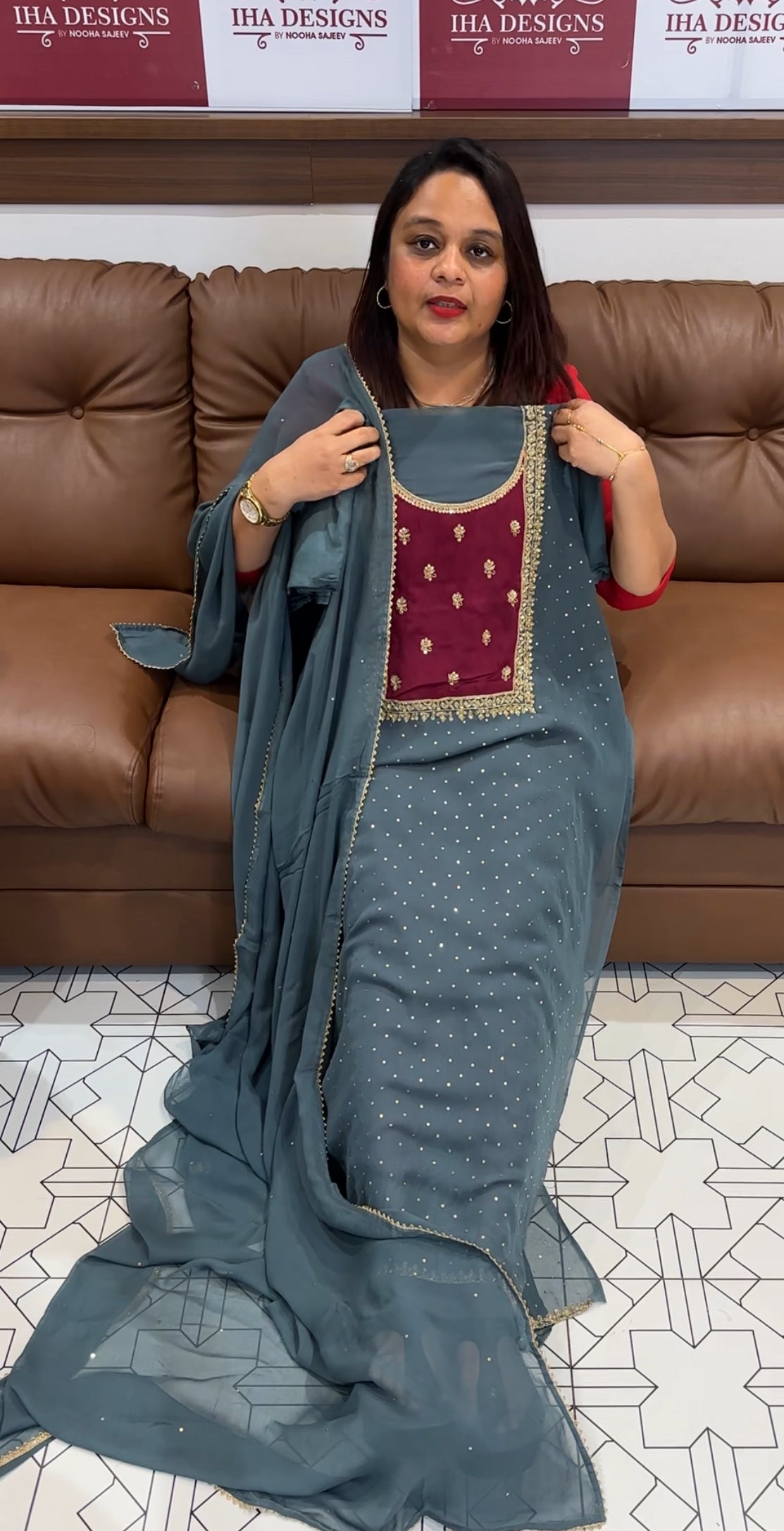 VISCOSE GEORGETTE UNSTITCHED SALWAR SUIT - IHA 9616