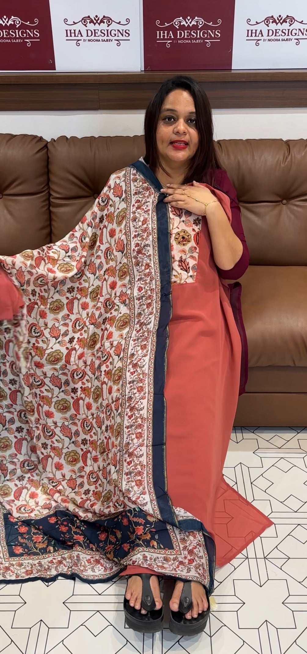 HAND WORKED UNSTITCHED SALWAR SUIT - IHA 9579