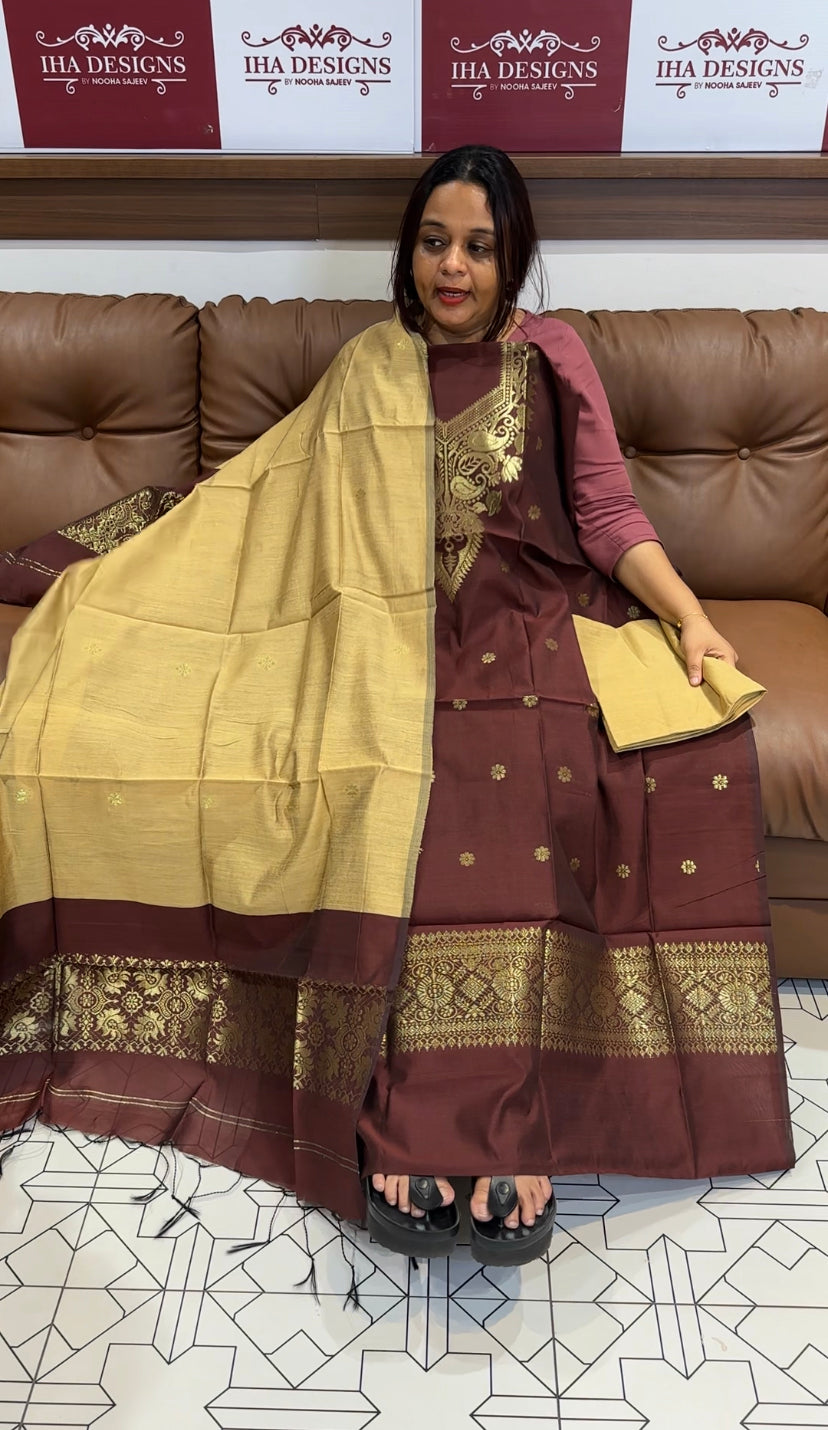 SILK UNSTITCHED SALWAR SUIT - IHA 8570