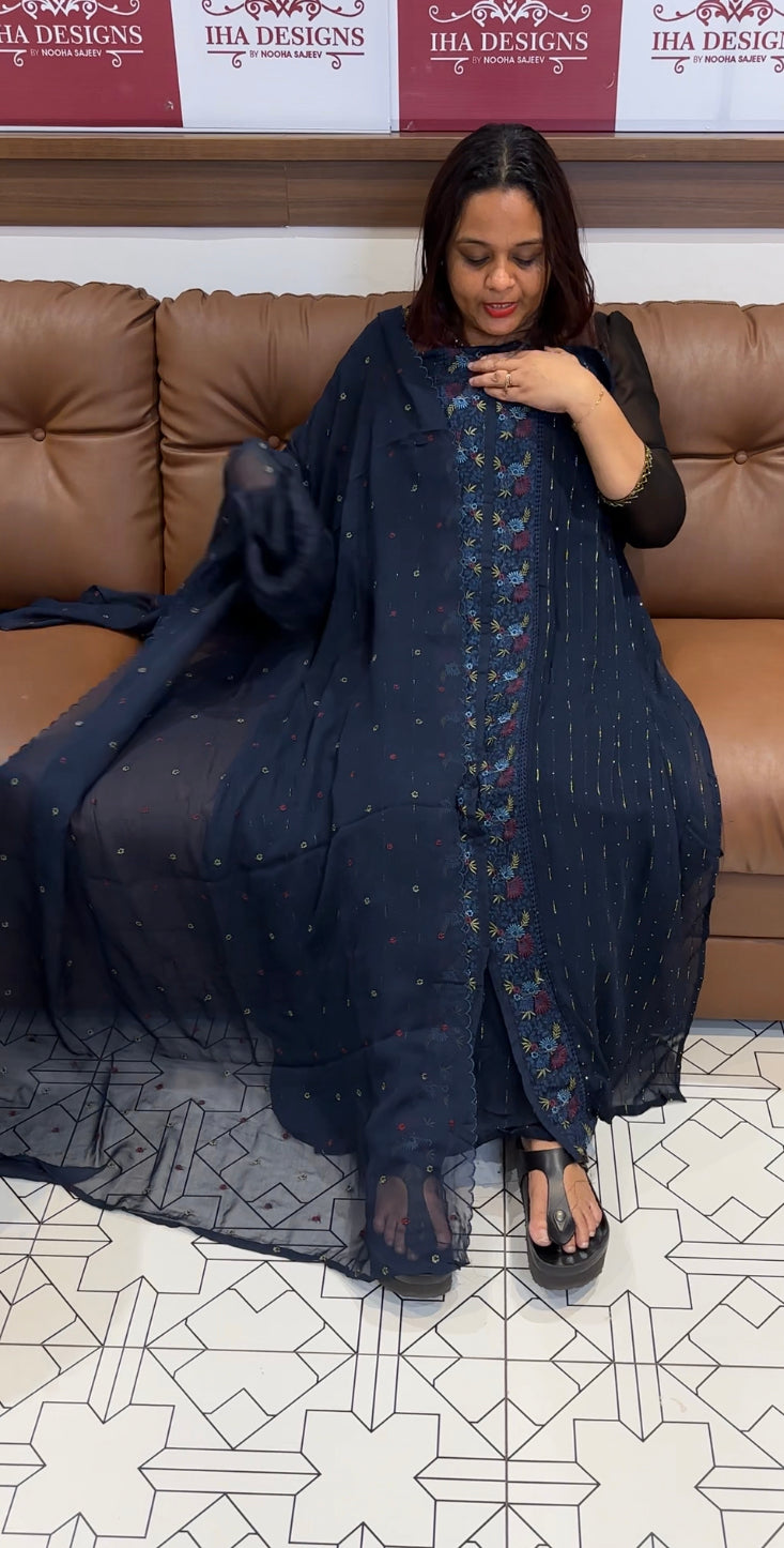 VISCOSE GEORGETTE UNSTITED SALWAR SUITS - IHA 8414