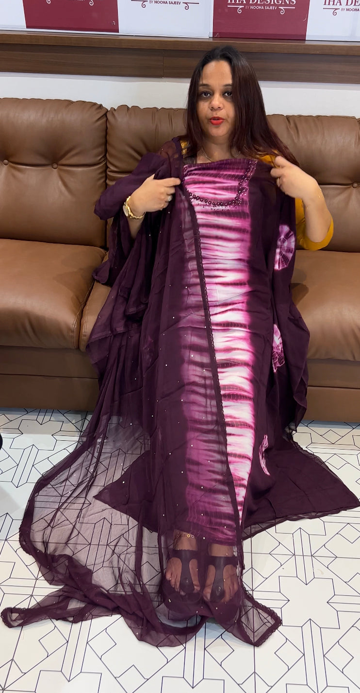 TIE AND DYED UNSTITCHED SALWAR SUITS - IHA 8386